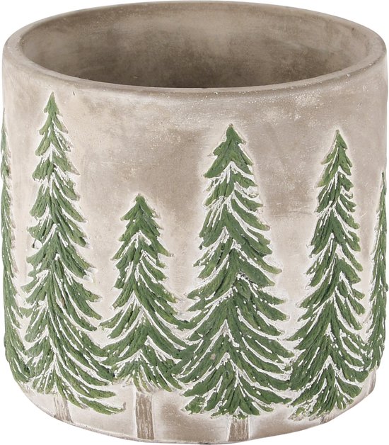 Décoratif | Pot de fleurs « Forêt de pins », ciment, 14 x 14 x 13 cm | A245832