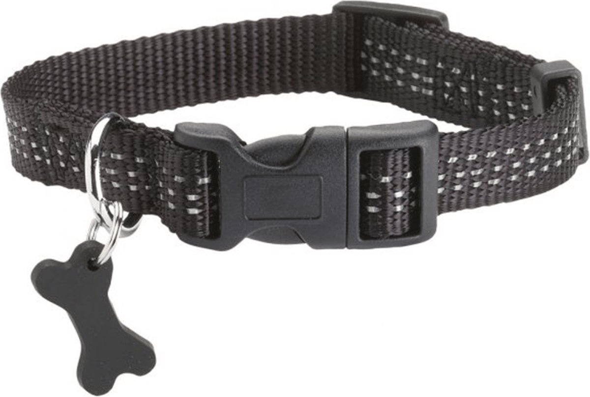 Bobby Halsband - Reflecterende Zwarte Hondenhalsband met Veilige Kliksluiting, XS t/m XL