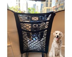 Opbergnet autostoel achterbank - nettas organizer haak voorstoel - honden huisdierbarrière - 3 lagen hondennet auto