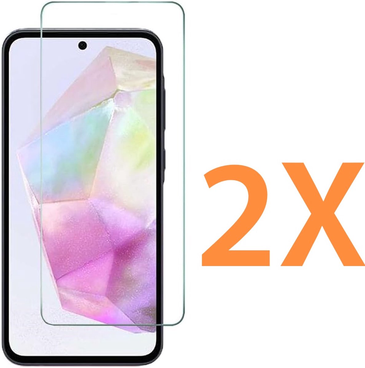 Glasplaatje Geschikt voor: Samsung Galaxy A35 5G - 2x Screenprotector - screen protector - glas - bescherm - beschermglas
