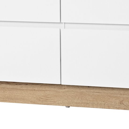 Sweiko Commode à 6 tiroirs, coffre-fort, Fonction de rangement, pour Chambre et salon, Aggloméré E1, Wit et chêne