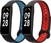 kwmobile 2x armband geschikt voor Xiaomi Smart Band 8 Active - Bandjes voor fitnesstracker in zwart / rood / zwart / blauw