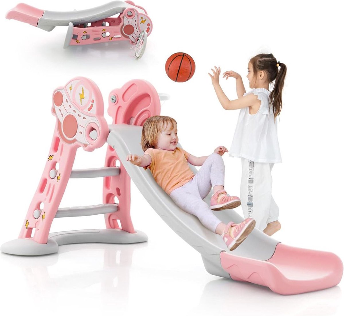 Dailysupplies Glijbaan Peuter Glijbaan Buiten en Binnen 2 Jaar en Ouder Roze met Wit