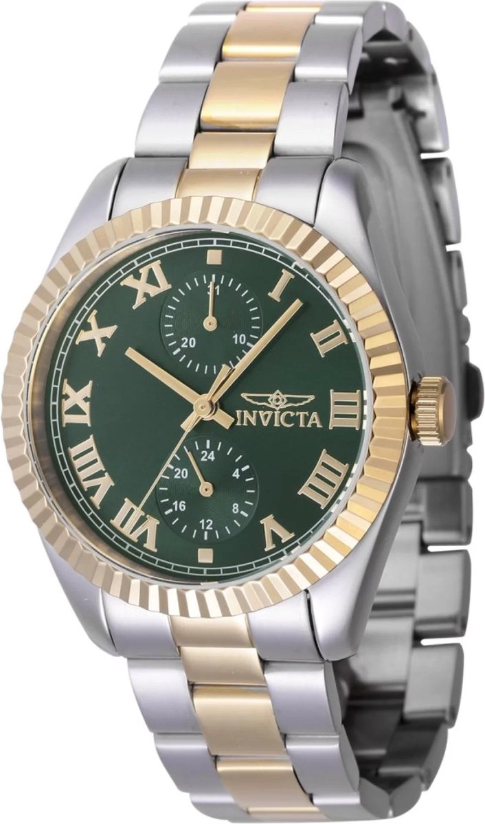 Invicta Specialty 47441 Dames Horloge - Waterdicht - Analoog - Quartz Uurwerk - Roestvrij Staal met groene Wijzerplaat - 36mm
