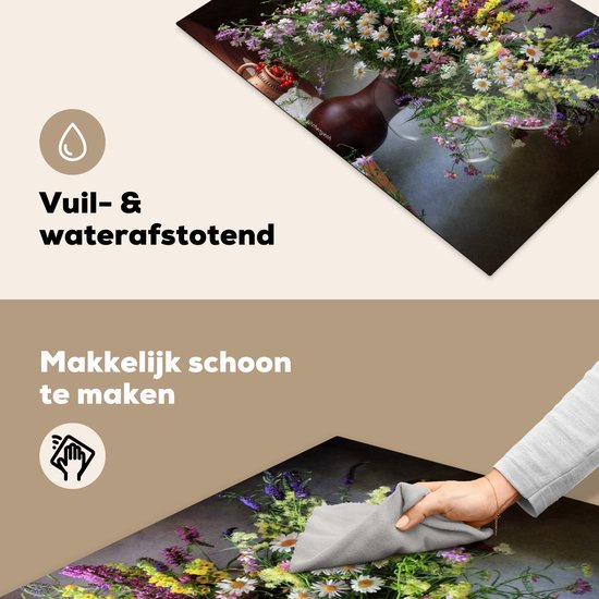 KitchenYeah® Protection plaque induction 77x51 cm - Nature morte - Bouquet - Fleurs - Protege plaque de cuisson - Couvre plaque induction - Protecteur d'induction - Cuisine