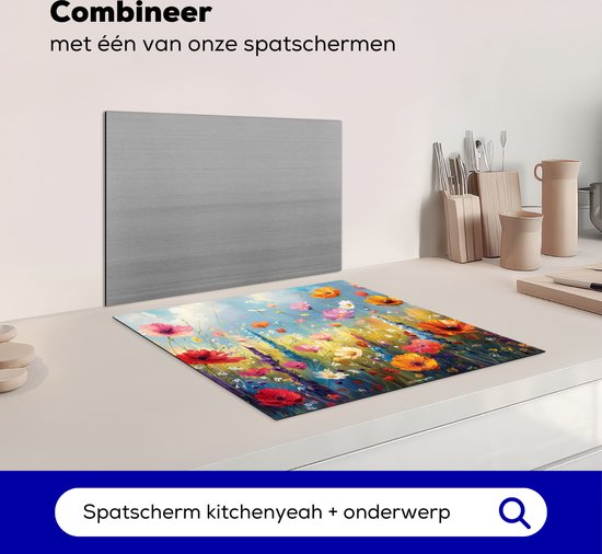 KitchenYeah® Protection plaque induction 60x52 cm - Coloré - Fleurs - Nature - Protege plaque de cuisson - Couvre plaque induction - Protecteur d'induction - Cuisine
