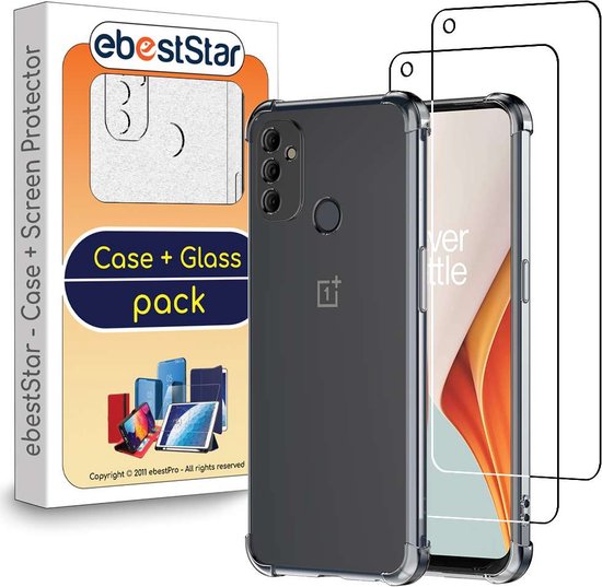 ebestStar - Coque compatible avec OnePlus Nord N100, Etui Protection Silicone Transparent Antichoc, Coins Renforcés, Transparent + Verre Trempé x2