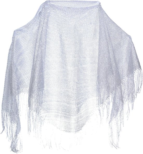 Verkleed visnet poncho/omslagdoek/stola - Dames - Zilver - Carnaval party kleding