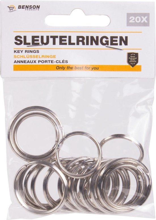 Benson Sleutelringen Metaal - 25 & 30 mm - 20 delig