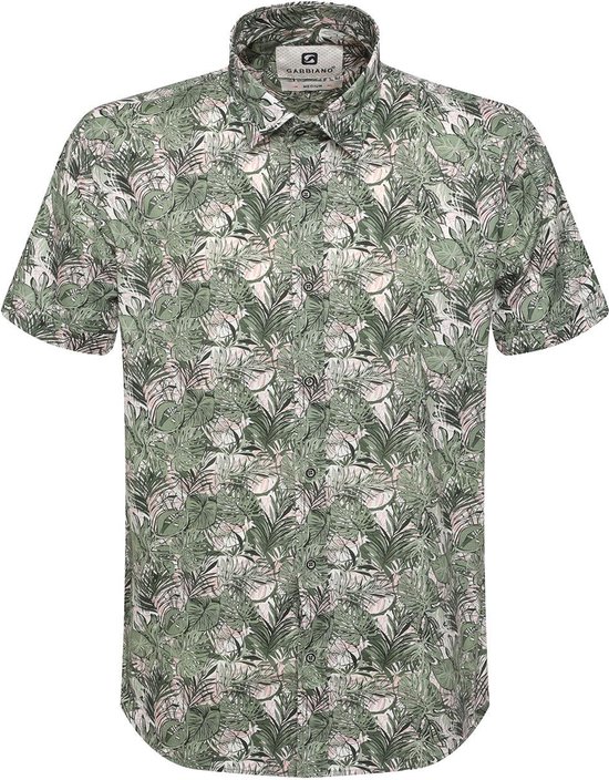 Gabbiano Overhemd Open Kraag Overhemd Met Floral Print 334931 722 Light Army Mannen Maat - M