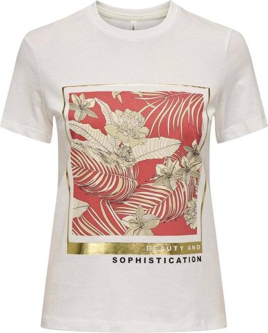 Only T-shirt Onlmolli Ss Reg Tee Cs Jrs 15333192 Cloud Dancer/sophistica Dames Maat - XS