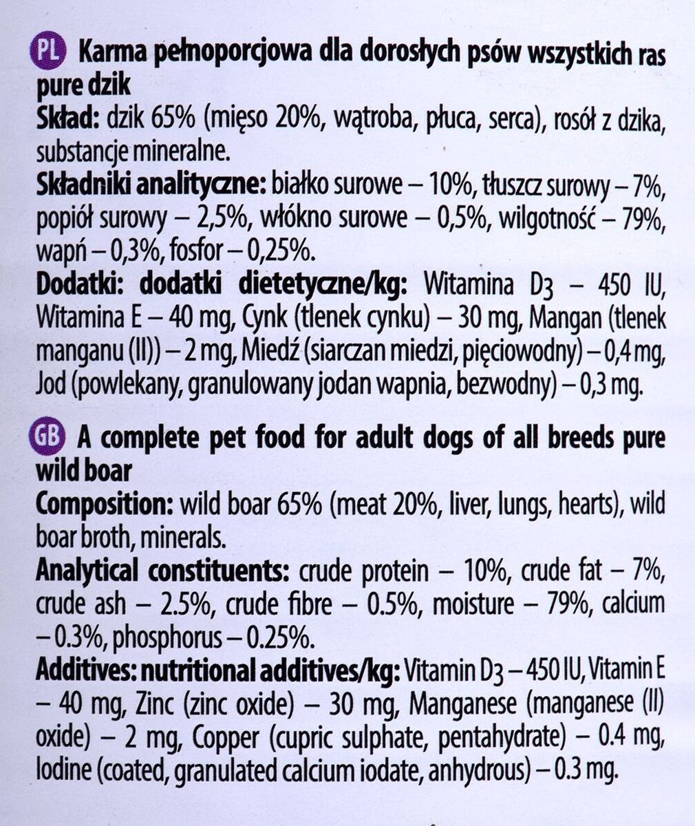 Dolina Noteci Pure - Hondenvoer - Dzik - 6x800g - Volledig Voer