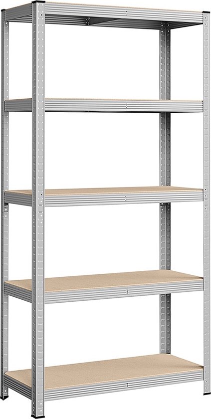 Foto: Rootz garage opbergrek rekkensysteem organizer stalen frame houten planken roestbestendig verstelbaar tipbescherming 180cm x 90cm x 40cm