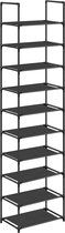 Rootz 10 Tier Shoe Rack - Shoe Organizer - Shoe Storage - Metal Tubes - Non-Woven Fabric Shelves - Space Saving - Easy Assembly - Versatile - 45cm x 28cm x 173cm