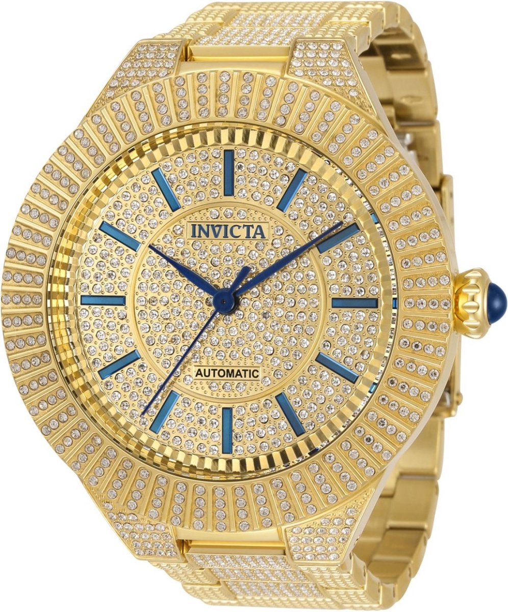 Invicta Specialty 34587 Heren Horloge - Waterdicht - Analoog - Automatisch Uurwerk - Roestvrij Staal met gouden Wijzerplaat - 54mm