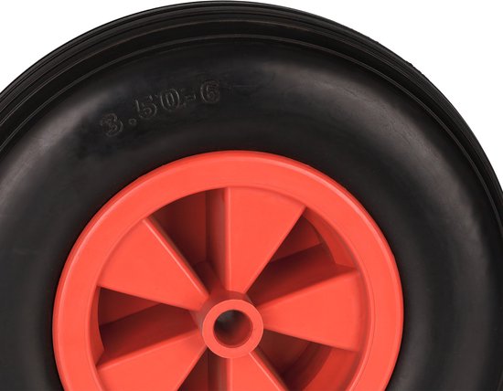 Relaxdays kruiwagenwiel - 3.50-6 - rubberen band - kunststof velg - antilek - 100 kg - zwart-rood van Relaxdays — afbeelding 3