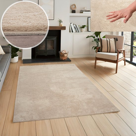 Foto: Flycarpets malaga wasbaar vloerkleed beige 240x340 cm