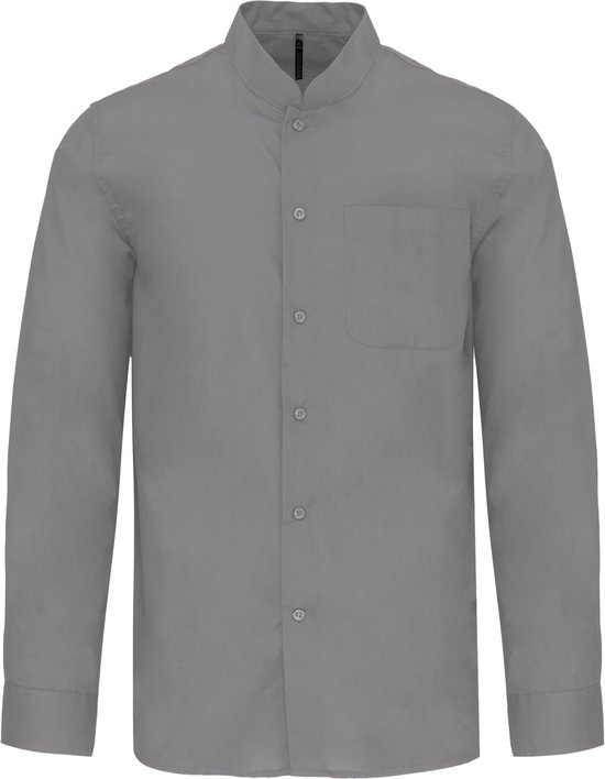 Chemise Homme L Kariban Col Mao Manche longue Argent 65% Polyester, 35% Katoen