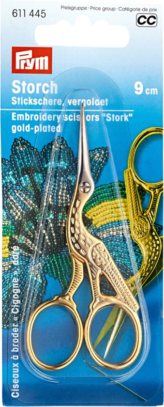PRYM Borduurschaar Ooievaar 9cm goudkleurig 611445 - Borduurscharen - Prym