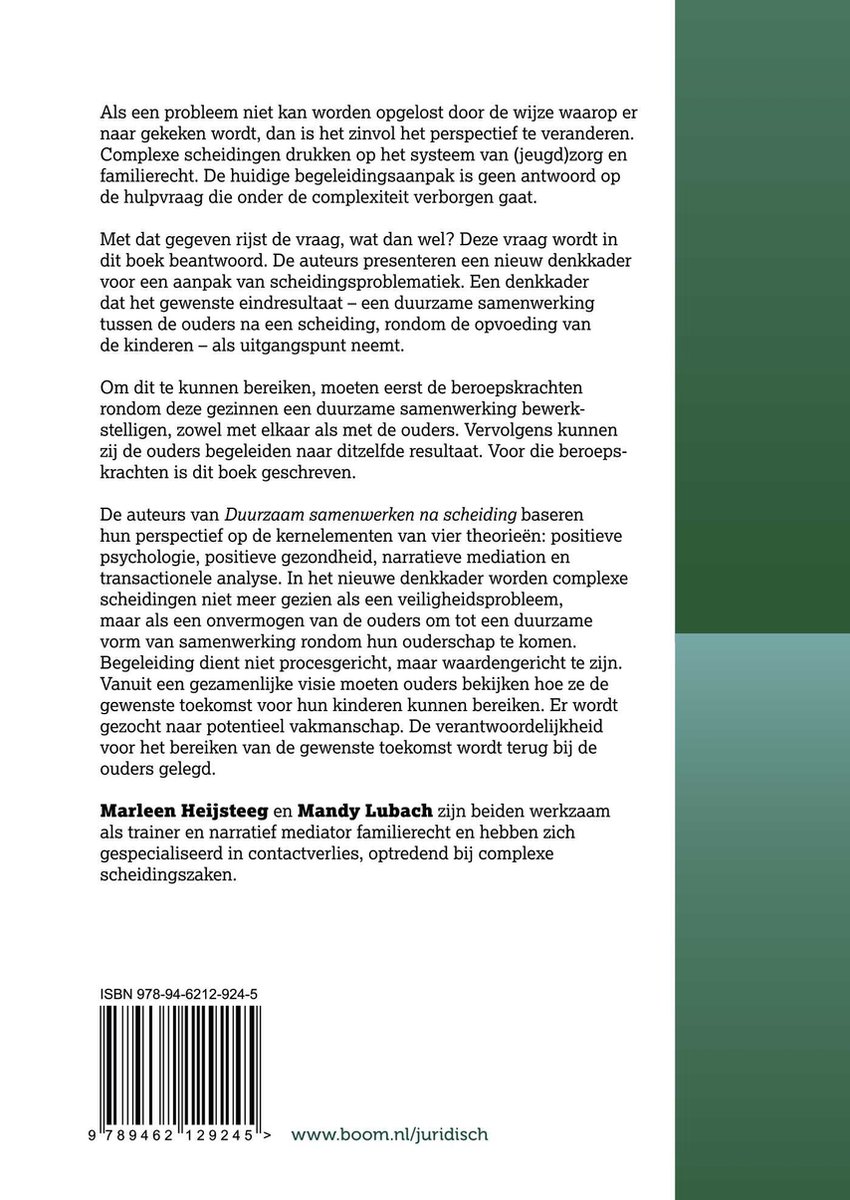 Duurzaam samenwerken na scheiding - back cover