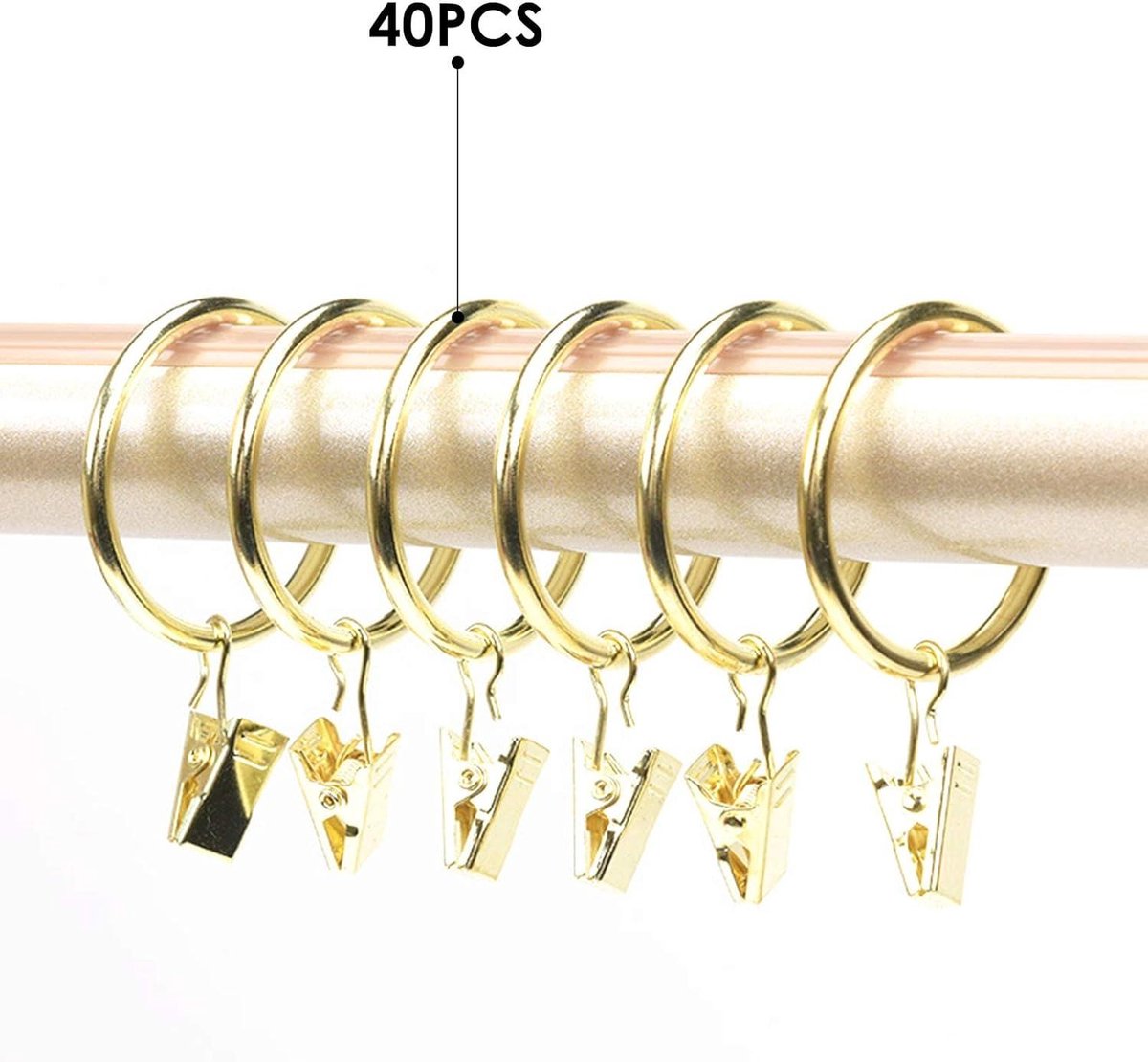 40 Pinces à Rideaux Crochets Métal Inoxydable - Clips Rideaux Robuste Avec Anneaux Pour Tringle, Guirlandes LED, Photos, Noël, Fête