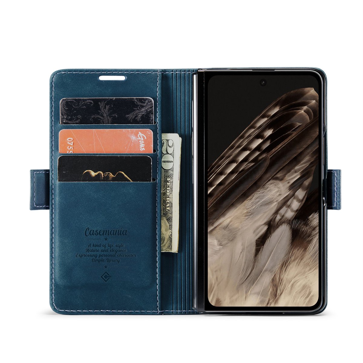 Casemania Hoesje Geschikt voor Google Pixel Fold - Navy Blue - Portemonnee Book Case