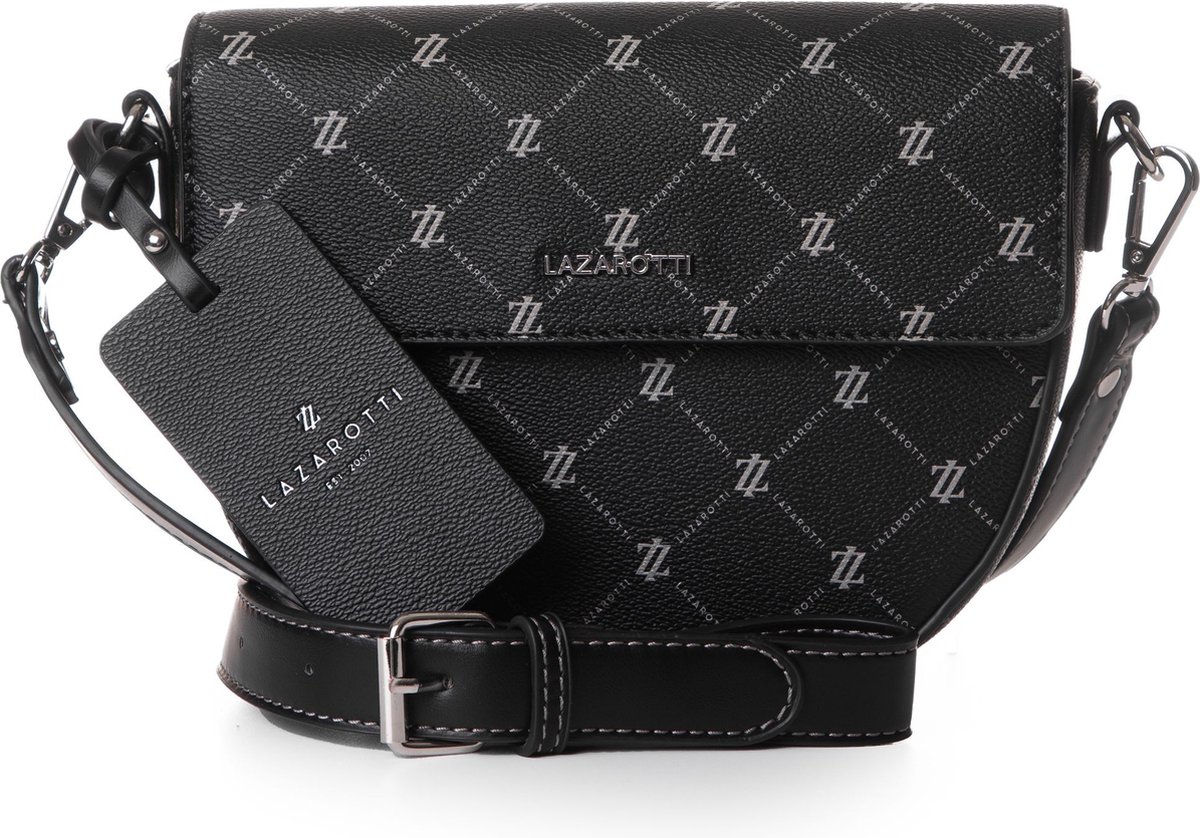 Lazarotti Schoudertas Palermo Flap Crossbody Bag Black Zwart