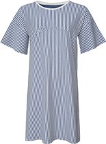 By Louise Dames Nachthemd Korte Mouw Gestreept Blauw Big Shirt - Maat S