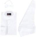 Witte set: smokinghemd, strik, vest en manchetknopen.