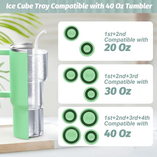 Ankway Premium ijsblokjesvorm met deksel, ijsblokjesmaker, 4 stuks, LFGB-gecertificeerd, BPA-vrije ijsblokjesmaker voor babypap, whisk, fruity, groen en blauw