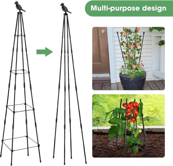Tuin obelisk trellis, tuin trellis voor klimplanten buiten, plantensteun trellis voor potplanten klimmen wijnstok clematis binnen, smeedijzeren frame,zwart,30 * 160cm/11.8 * 62.9in