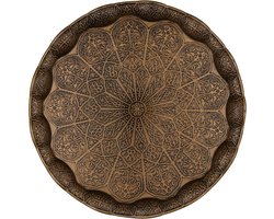 Alisveristime Turkse Ottomaanse koffie thee drank serveren golvend dienblad 35cm - antieke groene kleur - online nodig