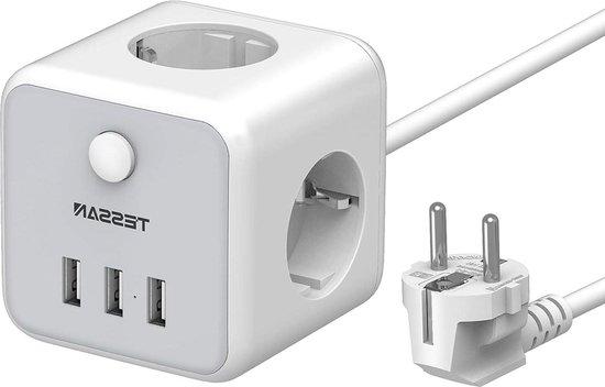 RealMade stekkerdoos met USB, 3 voudige 2 USB poorten, 5 V/2,4 A, 3680