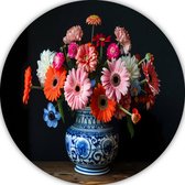 Tableau rond Fleurs - Bols muraux nature - Tableau vase - Tableaux Classique - Tableau rond - Décoration murale cercle mural forex 90x90 cm