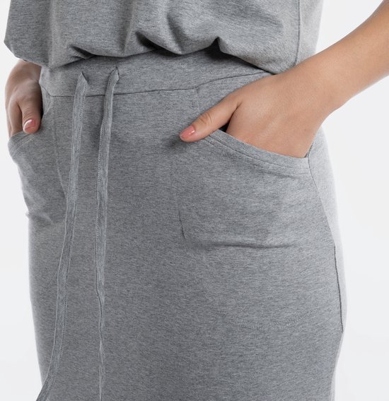 Knit Factory Lily Rok - Jupe femme - Jupe midi - Jupe droite - Jupe crayon - Avec poches latérales - Arrive jusqu'à la hauteur du mollet - Grijs clair - S