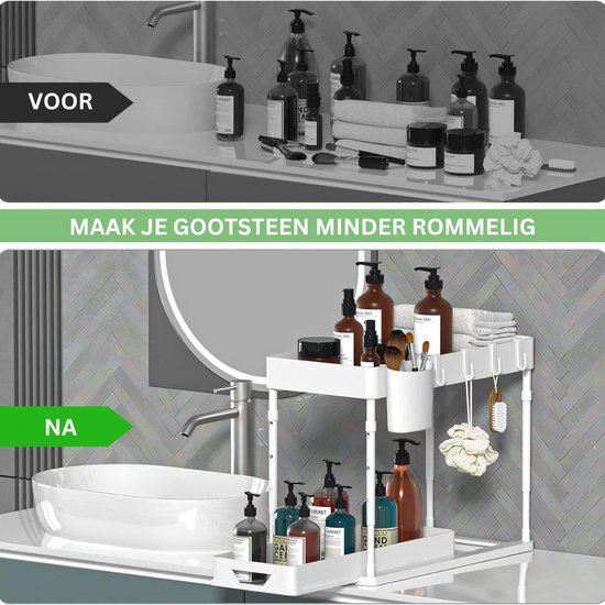 Organisateur d'armoire à Double évier, support d'évier, support de cuisine, armoire de cuisine, comptoir, Wit