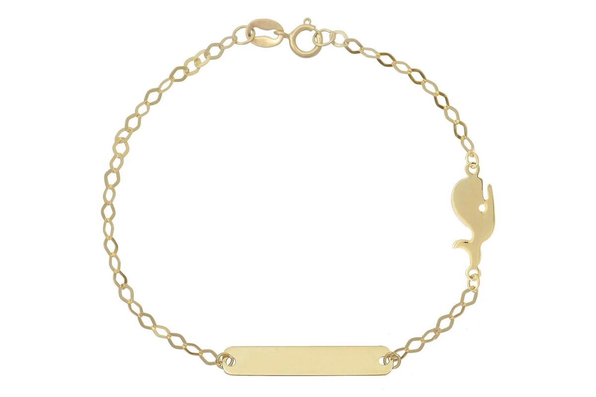 Baby/Kinder Plaatarmbandje Walvis 14K Goud