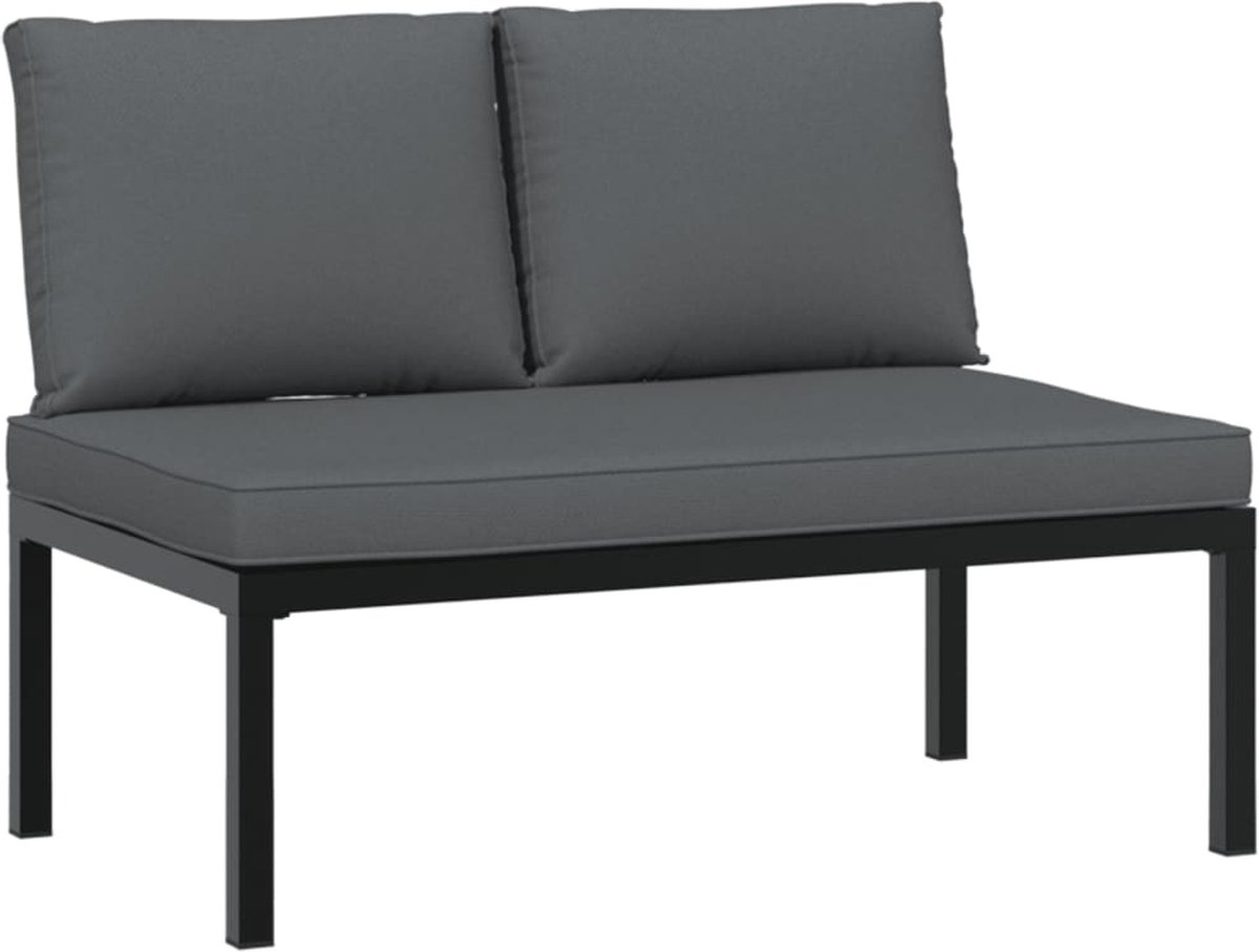 vidaXL - Tuinbank - met - kussens - aluminium - zwart