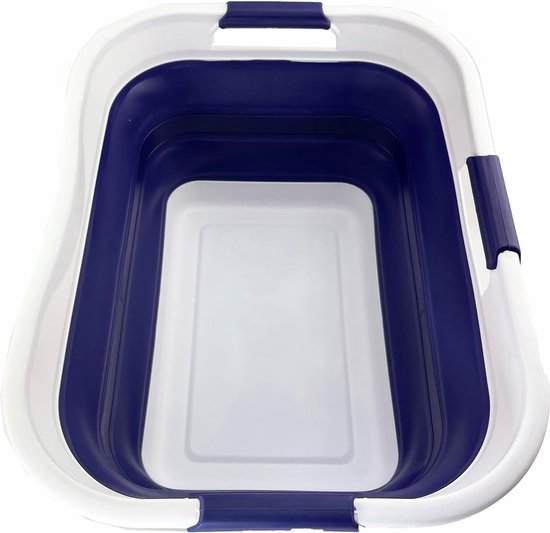 SAMMART 42 liter inklapbare wasmand van kunststof, opvouwbare pop-up -opbergcontainer/organizer, draagbare wasbak, ruimtebesparende mand, wit/ grijs (set van 2