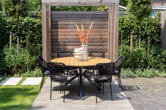 BUITEN living Cervo/Seville zwart dining tuinset 6-delig | stapelbaar ...