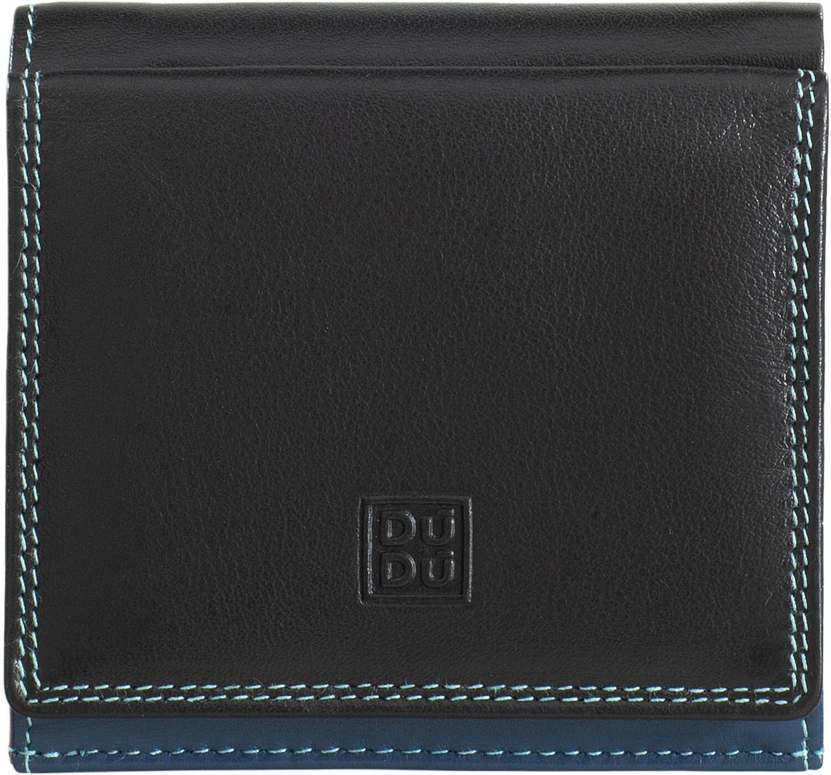 DuDu Lederen portefeuille 9,5 cm - Unisex - Staand formaat - schwarz