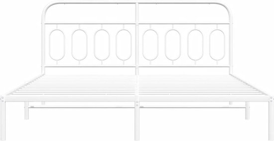 vidaXL - Bedframe - met - hoofdbord - metaal - wit - 193x203 - cm
