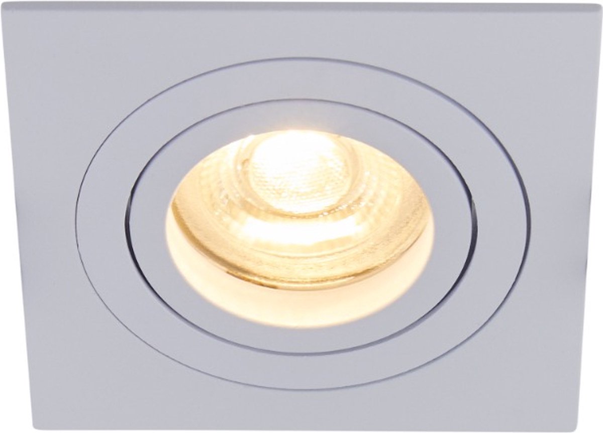 Inbouwspot wit vierkant kantelbaar - Met GU10 fitting en dimbare GU10 LED lamp - 5 stuks