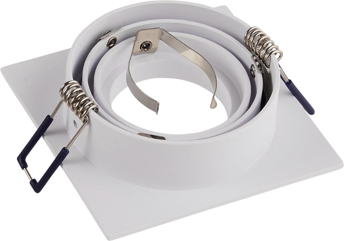 Inbouwspot wit vierkant kantelbaar - Met GU10 fitting en dimbare GU10 LED lamp - 10 stuks