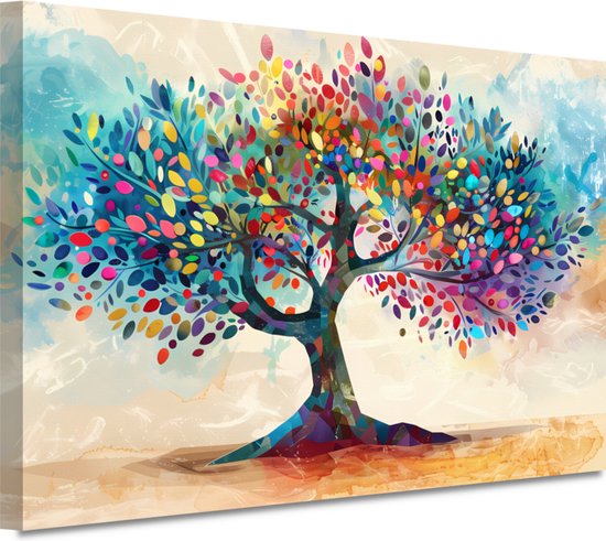 Portrait d'arbre - Tableau nature - Décoration murale Stammer - Décoration murale industrielle - Tableaux sur toile - Toile décoration maison 90x60 cm