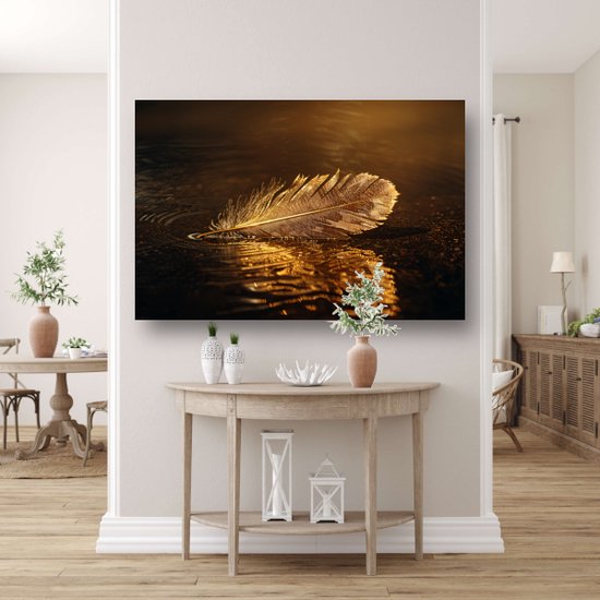 Décoration murale plumes - Tableau nature - Peintures toile Water - Tableau vintage - Peintures toile - Accessoires chambre toile 120x80 cm