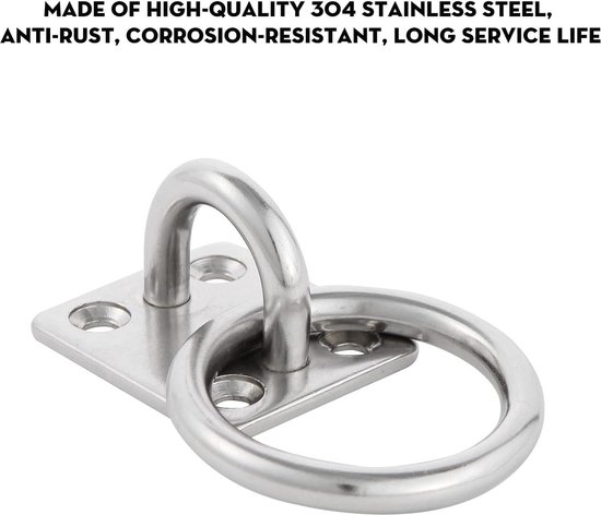 Muuranker voor Hangmat en Bokszak - RVS 304 Oogplaat met Ring M6 Oogplaten(40x35mm) - Duurzame Bevestigingshaken - Max. 70kg - Schroef inbegrepen muuranker — afbeelding 5
