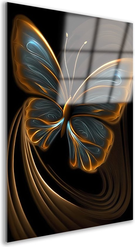 Vlinder muurdecoratie - Dier glasschilderij - Glasschilderijen Lichteffecten - Klassiek schilderijen - Plexiglas schilderijen - Kunst aan de muur acrylglas 70x105 cm