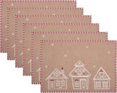 Clayre & Eef Sets de table set de 6 48x33 cm Marron Coton Maison en pain d'épices