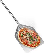 Levivo XXL Pizzaschep RVS voor BBQ 29x29x0,7 cm Extra Lang - Pizzaschep voor Pizza Oven - Pizzaspatel Vierkant - Barbecue Accesoires - Roestvrij Staal - Perfect voor Pizza, Flammkuchen, Tarte Flambée, Quiches, Brood, Koekjes